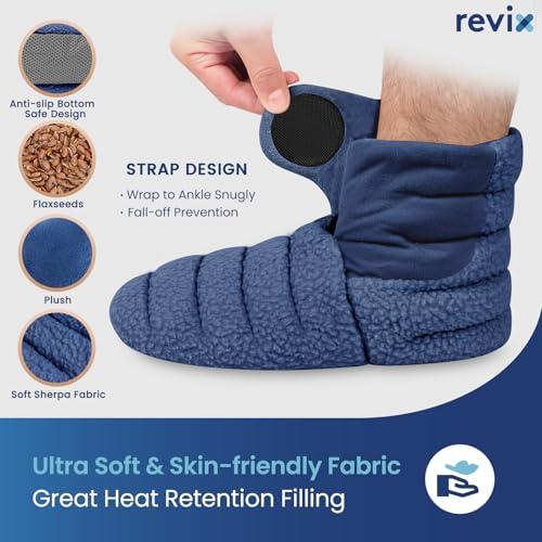 REVIX Microwavable Booties for Cold Feet, Heated Slippers, Navy S