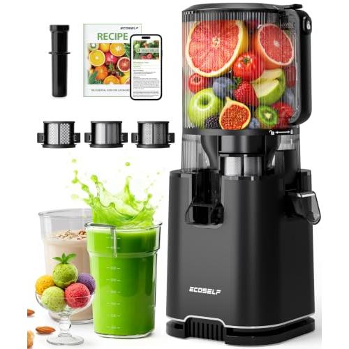 ECOSELF 3-in-1 Cold Press Juicer Machines, 6.0 Feed Chute, 100oz Capacity