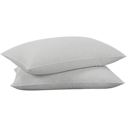 puredown Goose Feathers Down Pillows - Queen Size Bed Sleeping Hotel Collection Pillows Set of 2 with 100% Cotton Cover, Grey