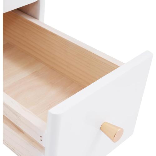 Narrow End Table with 2 Drawers, Wood Beside Table with Table Legs Floor Nightstand Slim Side Table Modern Night Stand White for Living Room Bedroom (Missing The Parts, See The Pictures)