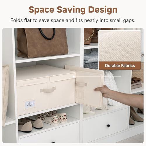 StorageWorks Large Decorative Storage Boxes with Lids, Cream White
