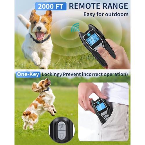 Dog Shock Collar with Remote Control - Rechargeable Dog Training Collar, IPX7 Waterproof E Collar for Dogs with 4 Safe Modes Flashlight Beep Vibration Shock Ideal for All Dog Sizes (8-150lbs)