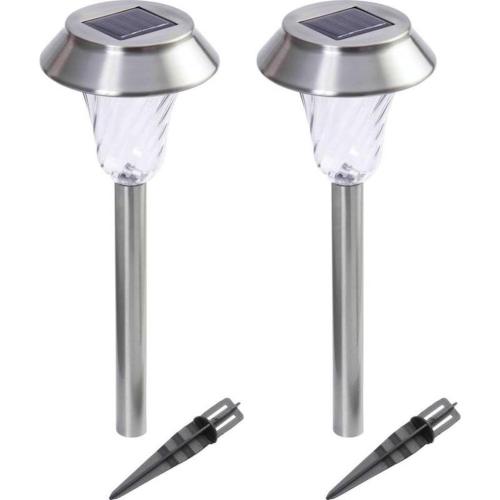 Wyndham House 2pc Solar Garden Light Set - Stainless Steel