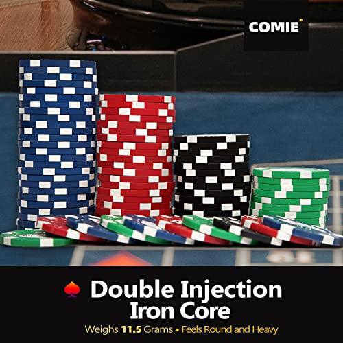 Comie Poker Chips,500PCS Poker Chip Set with Aluminum Travel Case,11.5 Gram Poker Set for Texas Holdem Blackjack Gambling | Aluminum Travel Case, For Texas Holdem Blackjack Gambling