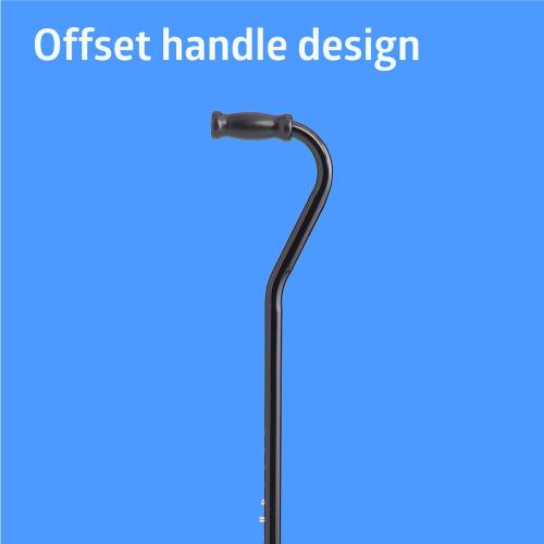 Medline Tall Steel Bariatric Offset Handle Cane, Adjustable Height 37–48, 500 lb Weight Capacity, for Adults & Elderly with Foot & Leg Injuries, Walking, Mobility - Cane Weighs 4 lbs