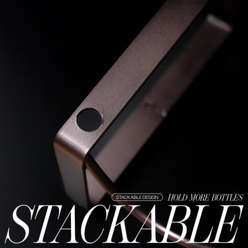 1-Tier Wine Rack for Countertop - Stackable Metal Wine Bottle Holder for 4 Bottles - Free-Standing Wine Organizer & Storage for Cabinet, Pantry, Counter - Dark Copper Wine Bottle Rack by Salvino