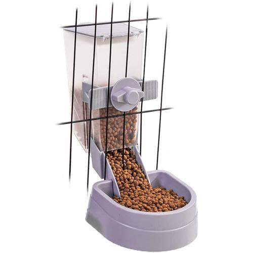 Oncpcare 1L Rabbit Cage Automatic Feeder Food Dish Small Animal Bin Feeder with Lid for Bunny Cat Ferret Chinchilla Guinea Pig