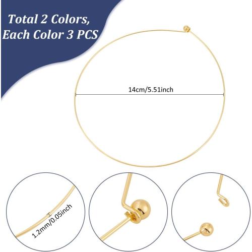 UNICRAFTALE 6Pcs Wire Wrap Collars Necklaces Metal Plain Chocers Collar Necklace Open Choker Necklaces for Women Open Choker Necklace Gifts
