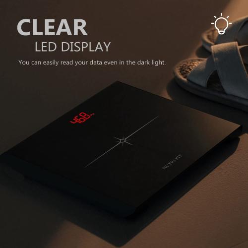 NUTRI FIT Digital Scale for Body Weight, Precision Bathroom Weighing Scale Step-On Technology High Capacity - 330 lb, LED Display with High Precision Measurements, Black