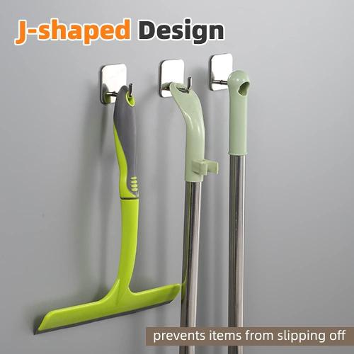4pcs Heavy Duty Self Adhesive Wall Hooks, 304 Stainless Steel Coat Shower Towel Clothes Hooks, Stick on Wall Hooks for Kitchen Bathroom Toilet, No Drill No Screw, Waterproof (Burnish Silver) 2pk