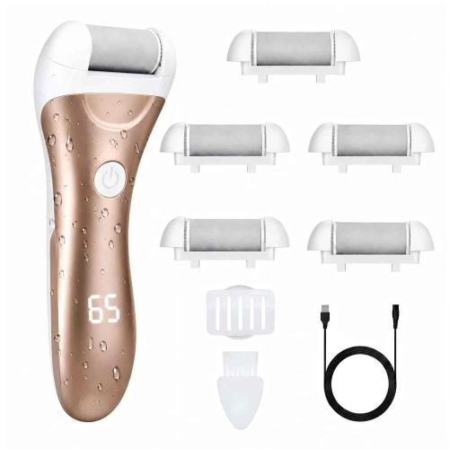 Callus Remover for Feet, Nicebirdie Electric Foot File Callus Removers Rechargeable Waterproof Pedicure Tools Foot Scrubber Shaver Feet Care Tool for Cracked Heels Dead Skin （Golden）