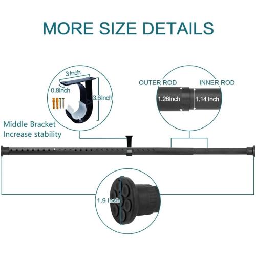 ASHLEYRIVER Room Divider Tension Curtain Rod,Adjustable Window Curtain Rod,No Drilling,Very Secure,Long Tension Rod-83-122 Inch,Black