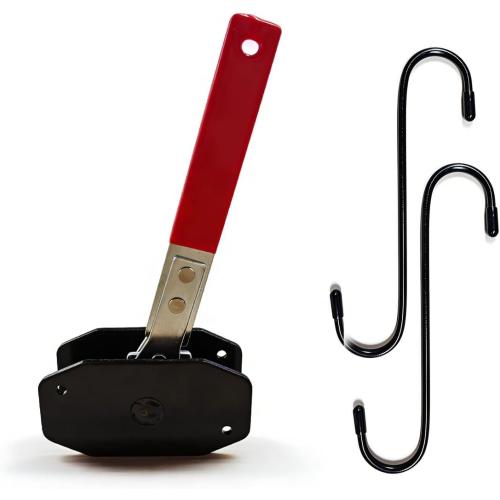 Craedli Brake Caliper Compression Tool, Universal Braking Pad Spreader with 360° Ratchet & 2 Hooks, Vehicle Caliper Piston Compressor for Single/Twin/Quad Piston Disc Brake Repair (Black&Red)