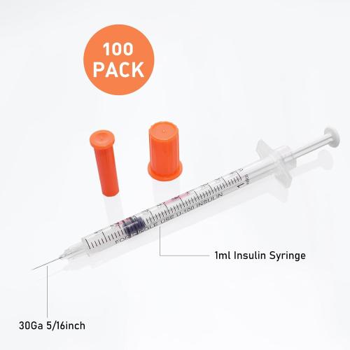U-100 1ml 30 Gauge 5/16 Syringe, Individually Packed 100 PACK