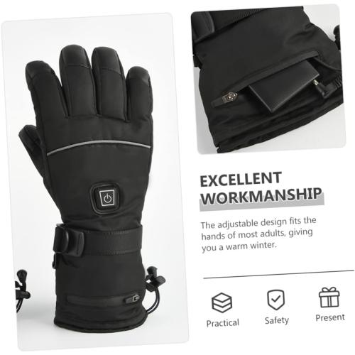 1pair Battery Powered Heated Gloves for Men Adjustable Warmth Gloves for Motorcycle Cycling Compatible Plush and Pu Leather for Outdoor Sports