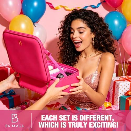 BS-MALL Makeup Brushes & Beauty Tools Assortment Box – Curated Collection of Makeup Brushes, Makeup Bag, Makeup Sponge, Hair Ties & More Professional Beauty Tools for Daily Use & Travel (XL)