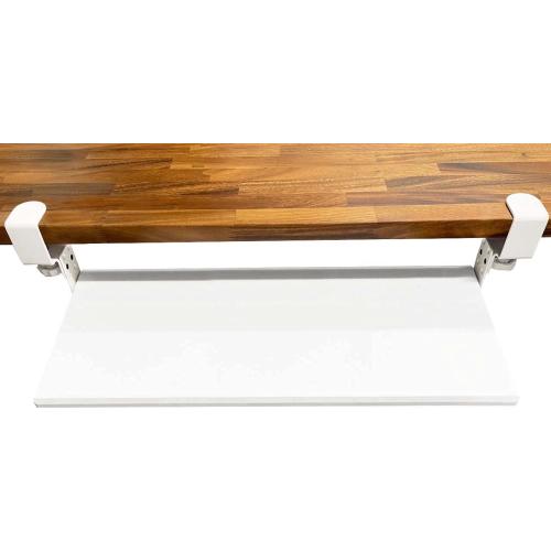 Stand Up Desk Store Large Clamp-On Retractable Adjustable Keyboard Tray | Improve Comfort While Increasing Desk Space - for Desktops Up to 1.5 Thick (33 W x 12.25 D) (Dark Grey) (Large)