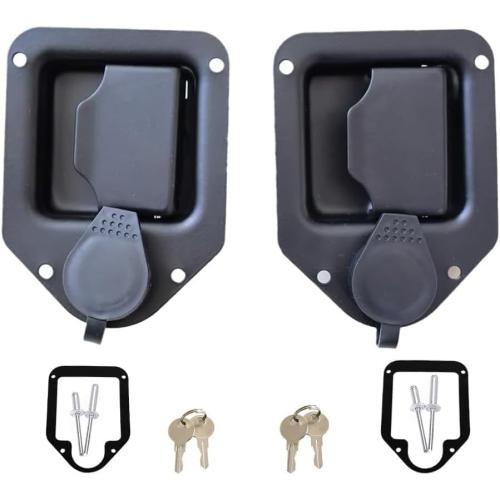 2Pcs RV Toolbox Handle Latch - Stainless Steel Paddle Lock for Trailer Door, Camper, Truck Bed Toolboxes Black