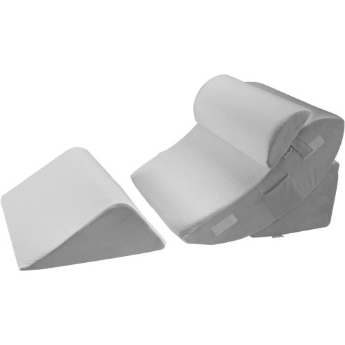 Happybuy 4-Piece Adjustable Orthopedic Bed Wedge Pillow Set: Relieve Back Pain, Acid Reflux, and Snoring. Ideal for Post-Surgery Recovery. Support Legs, Neck, and Shoulder. Comes in White/Grey!