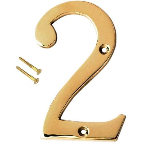 eSplanade 4 Brass House Hotel Door Number Plaque Numeric Numerical Digit 0-9 (2 (Two))