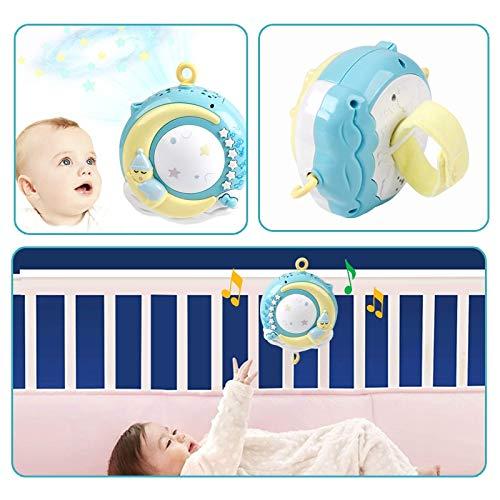 Baby Musical Crib Mobile with Timing Function Projector and Lights,Hanging Rotating Rattles and Remote Control Music Box with 150 Melodies,Toy for Baby (Blue)