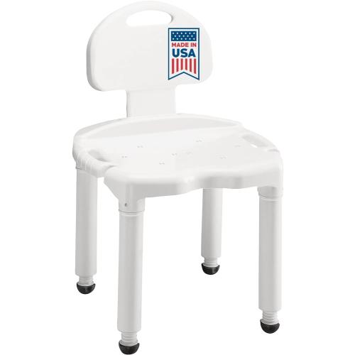 Carex Bath Seat And Shower Chair with Backrest for Seniors, Bath Chair For Elderly, Disabled, Handicap, and Injured Persons, Supports Up To 400lbs, Shower Seat For Inside Shower, Made in USA