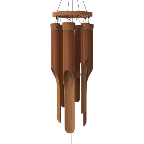 Nalulu Classic Bamboo Wind Chimes - Outside Outdoor Wood Wooden Windchimes, Small, Handcrafted with Calming Deep Tones, Ideal Home Decor or Gift for Any Occasion