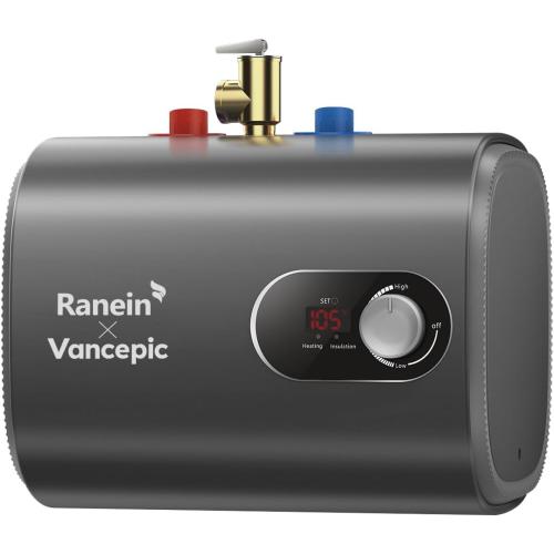 Vancepic 2.5 Gallons Electric Mini Tank Water Heater, 120V, 1440W Instant Hot Water for Point-of-Use, Quick and Easy Installation, Compact Under-Sink or RV Design, Floor Mounting