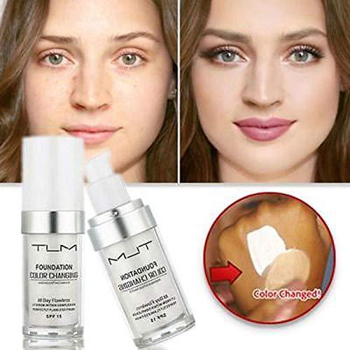 5PCS missing 2 items TLM Colour Changing Foundation Makeup Set Matte Liquid Full Coverage Oil Control Breathable Invisible Cover Concealer Foundation with Face Primer, Foundation Brush, Makeup Sponge
