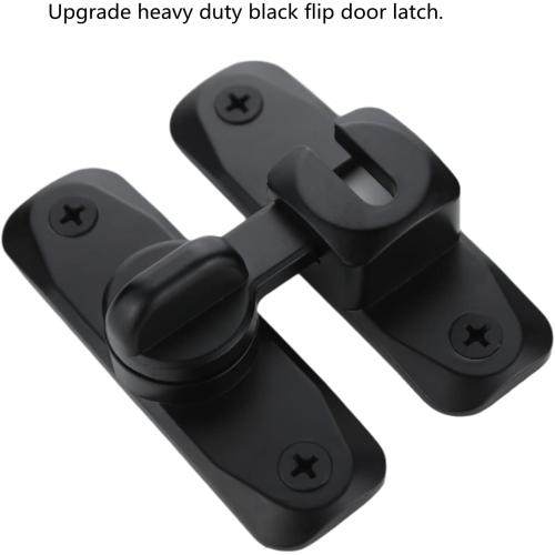 Flip Door Latch Black 180 Degree Heavy Duty Bar Gate Latches Safety Door Lock, Bold Thickened Anti-Rust Update Design (90-180Filp Door Latch)