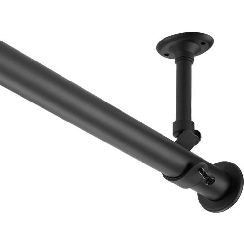 YunNephele Ceiling Curtain Rod 56-108 inch Matte Black,Adjustable Metal Single Window Curtain Rods Set,1 inch diameter Hanging /Wall Mount Drapery Rod