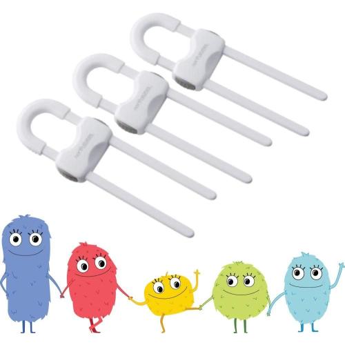 Toddleroo by North States - Sliding Cabinet Locks for Baby Proofing: Child Proof Cabinet Locks - 3 Pack - White