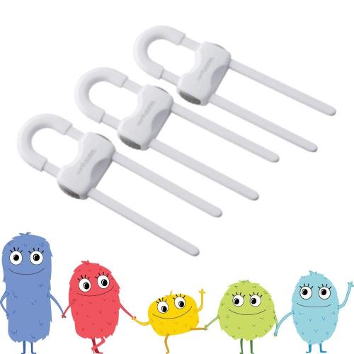 Toddleroo by North States Sliding Cabinet Locks | Keep Side by Side cabinets Safely and securely Closed | Works on Cabinet Handles up to 4.5 Apart | Baby proofing with Confidence (2-Pack, White)