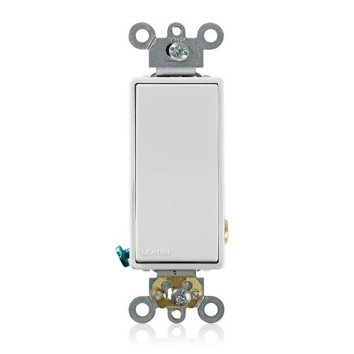 Leviton 20 Amp, 120/277 Volt Decora Plus Rocker Single-Pole AC Quiet Switch, 5621-2W, White