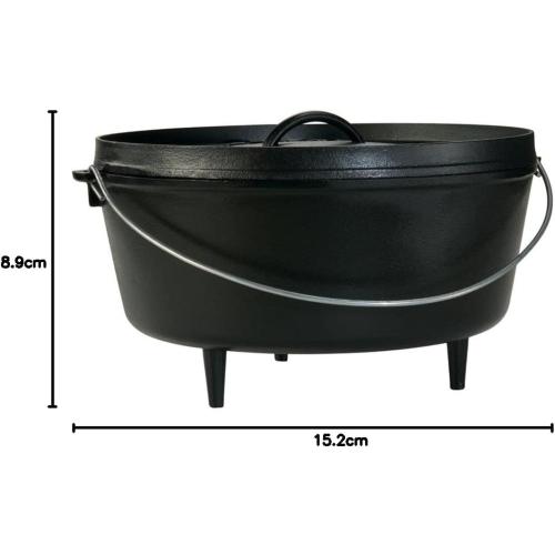 Lodge 10 Quart Pre-Seasoned Cast Iron Camp Dutch Oven with Lid - Dual Handles - Use in the Oven, on the Stove, on the Grill or over the Campfire - Black