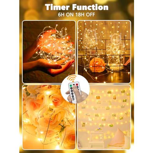 3 PK 78FT 240LED Fairy Lights Battery Operated with Timer Remote Warm White