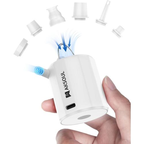 AKSOUL Portable Air Pump for Inflatables: Electric Pumps for Air Mattress Air Bed Pool Floats Raft (Basic & Tiny & Upgraded)