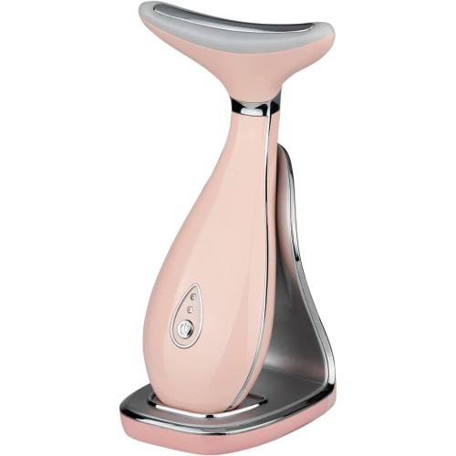 Color Pink Vraiko Lily Neck Face Massager, Face Sculpting Tool, Skin Rejuvenation Device with Thermal, Triple Action LED and Vibration, for Anti-Aging, Lifting and Tightening Sagging Skin (Pink)