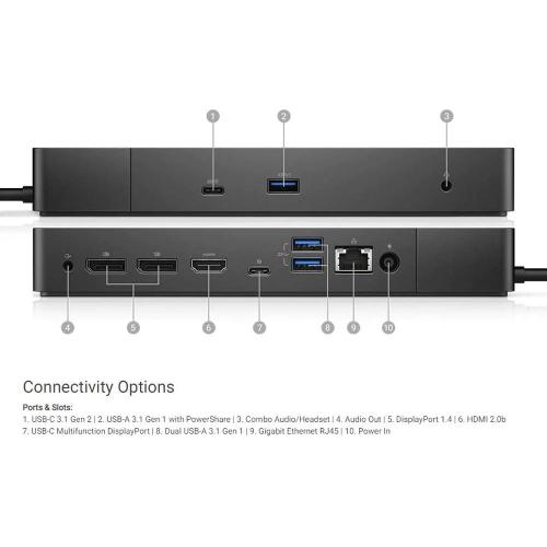 Dell WD19 130W Docking Station (with 90W Power Delivery) USB-C, HDMI, Dual DisplayPort, black