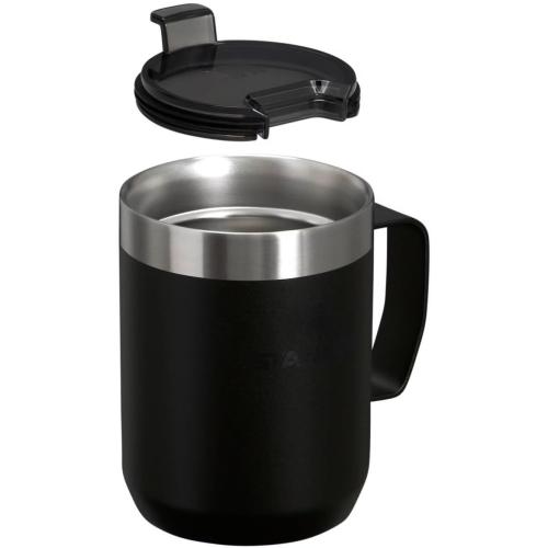 STANLEY Stay-Hot Camp Mug 8 oz | Press Fit Drink Through Lid | Cup for Coffee, Tea and Drinks | Insulated Stainless Steel Coffee Mug | BPA-Free | Black