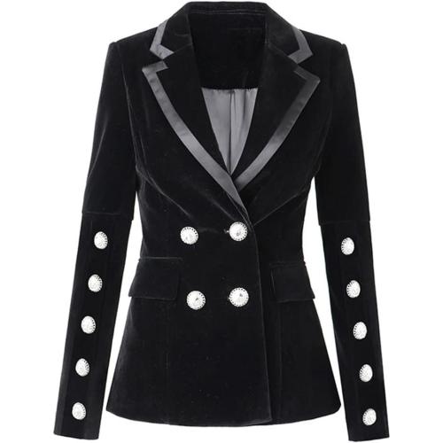 7 x 42 Designer Jacket Women's Trim Buckle Velvet Blazer