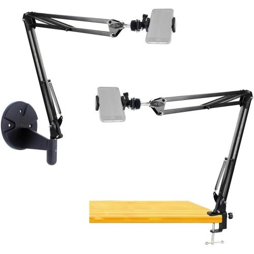 AceTaken 2in1 Wall Phone Mount,Overhead Camera Mount for iPhone Samsung Live Streaming,Baking,Craft,Videos,Online Lessons