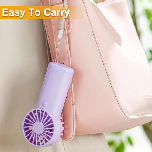 Portable Handheld Fan, Small Handheld Personal Fan with Lanyard, Lightweight Battery Operated Fans (Batteries Not Included), Quiet Compact Cooling Fans for Travel Camping Outdoor, Purple