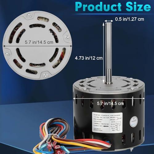 HC41AE117 Furnace Blower Motor 1/3HP 1075RPM 115V 4 Speed with 5μF Capacitor Fits for Carrier Bryant Payne GE Blower Fan Motor 45117 5KCP39GGS336S HC41AE117A HC41AE115 HC41SE122