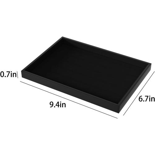 Julysky Jewelry Organizer Trays for Drawer,Jewelry Display Organizer Case for Women,Bracelet Necklace and Ring Display Stand for Selling,Velvet Jewelry Storage Display (Black, Empty Plate)