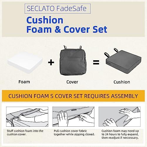 Patio Chair Cushion 24x22 Inch Waterproof Outdoor Seat Cushions for Patio Furniture Garden Sofa Couch Chair Pads with Handle and Adjustable Straps Chair Cushions, Dack Grey, 2 Packs