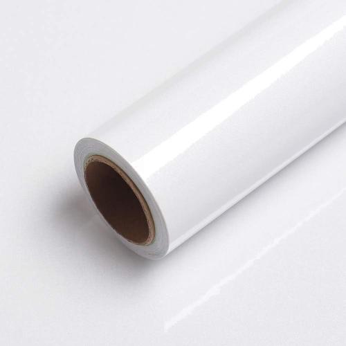 Glossy Wallpaper White Contact Paper Decorative Self Adhesive Counter Top Covers Removable Wallpaper Peel and Stick Countertops for Kitchen Cabinets Shelf Drawer Liner Desk Dresser