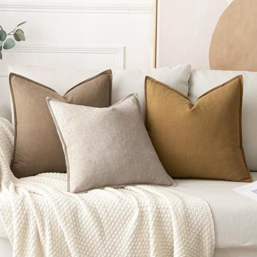 MIULEE Decorative Linen Pillow Covers 20x20 Inch Natural Linen Boho Farmhouse Neutral Couch Throw Pillows for Bed Pack of 2 Accent Modern Pillowcase Sofa Livingroom Home Decor