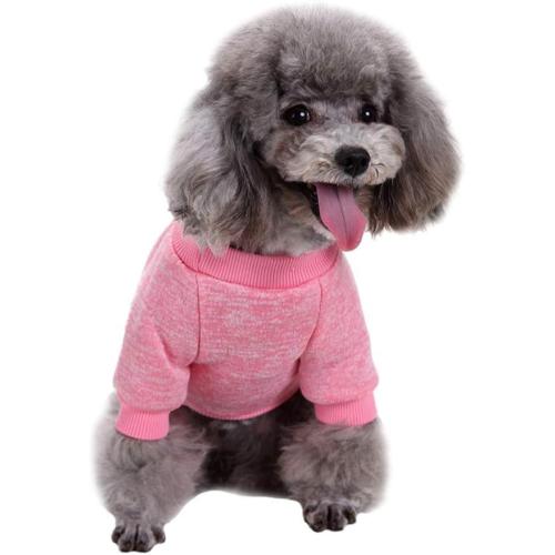 Jecikelon Dog Clothes Dogs Sweater Soft Puppies Clothing Winter Puppy Sweaters Warm Outfit for Dogs Small XXS XS Cat Apparel (Pink, L)