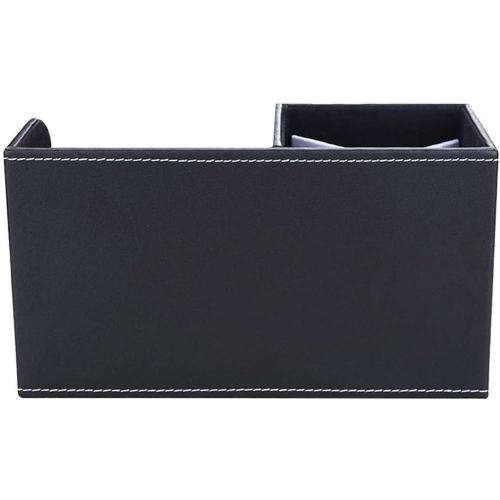 KINGFOM Desk Organizer Office Supplies Caddy Pu Leather Multi-function Storage Box Pen/Pencil,Cell phone, Business Name Cards Remote Control Holder with Small Drawer Black